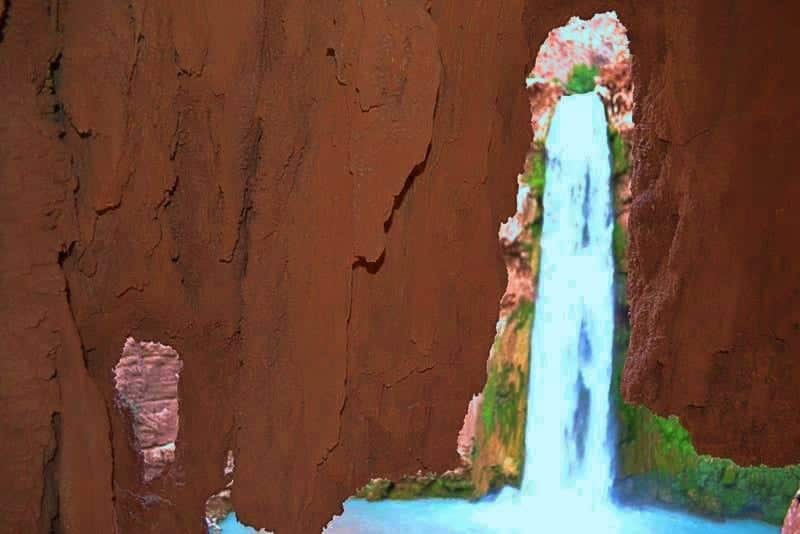 Looking out a keyhole onto Mooney Falls
