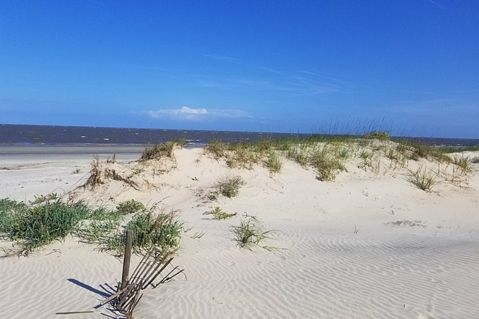 Beach and Sand Dunes from the Ocean Front Bike Trail on Jekyll Island