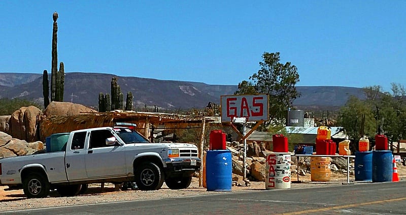 makeshift gas stations in the %22town%22 of Catavina, good to know when you're driving Baja