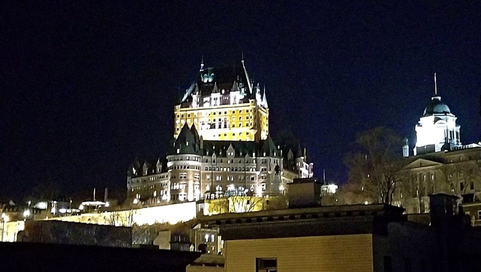 Château Frontenac Castle sparkling against the night sky