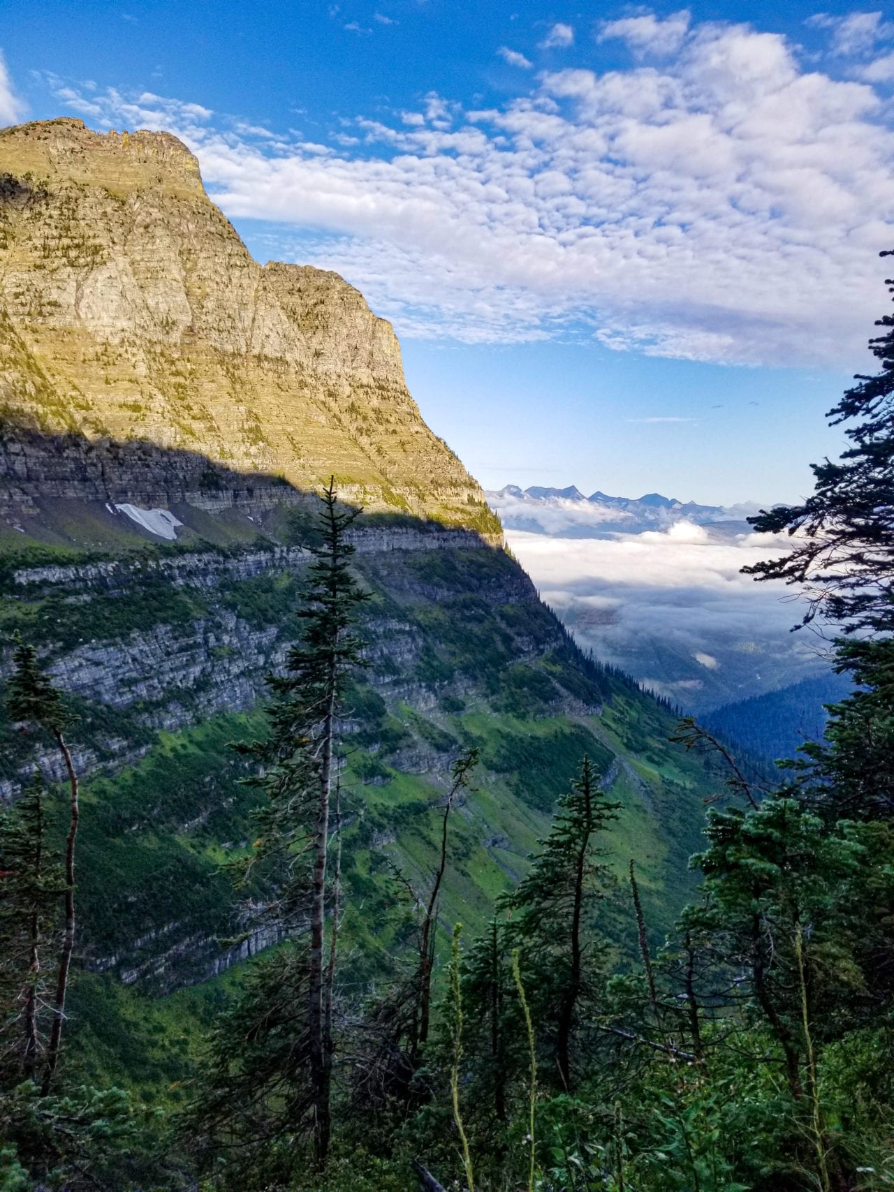 Clouds filling the valley in Glacier National Park