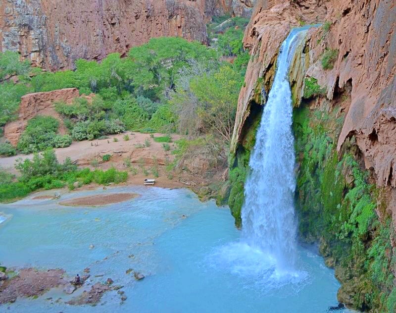 A picture looking down on Havasu Falls