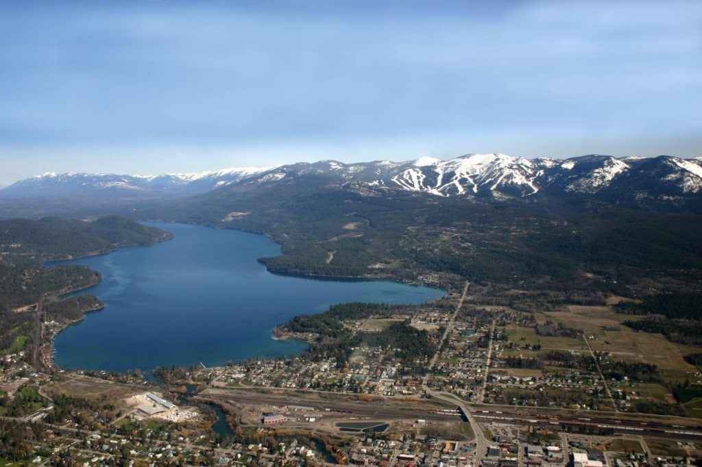 Aerial shot Whitefish in the spring.