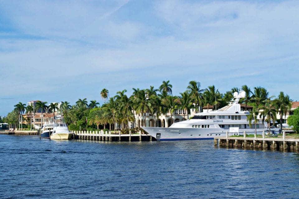 Mega Yacht Millionaires Row Fort Lauderdale on the boat ride to diving