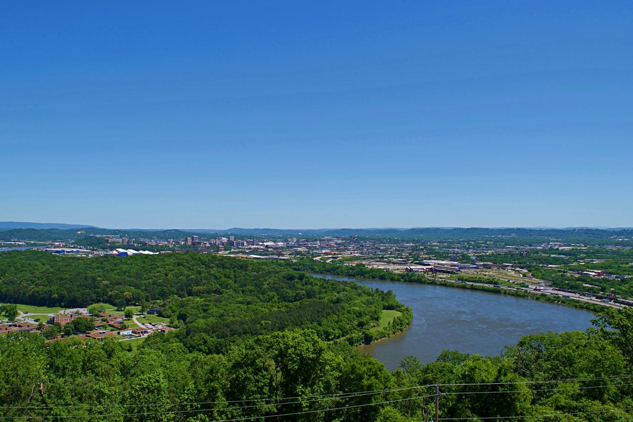 The view of Chattanooga from Ruby Falls