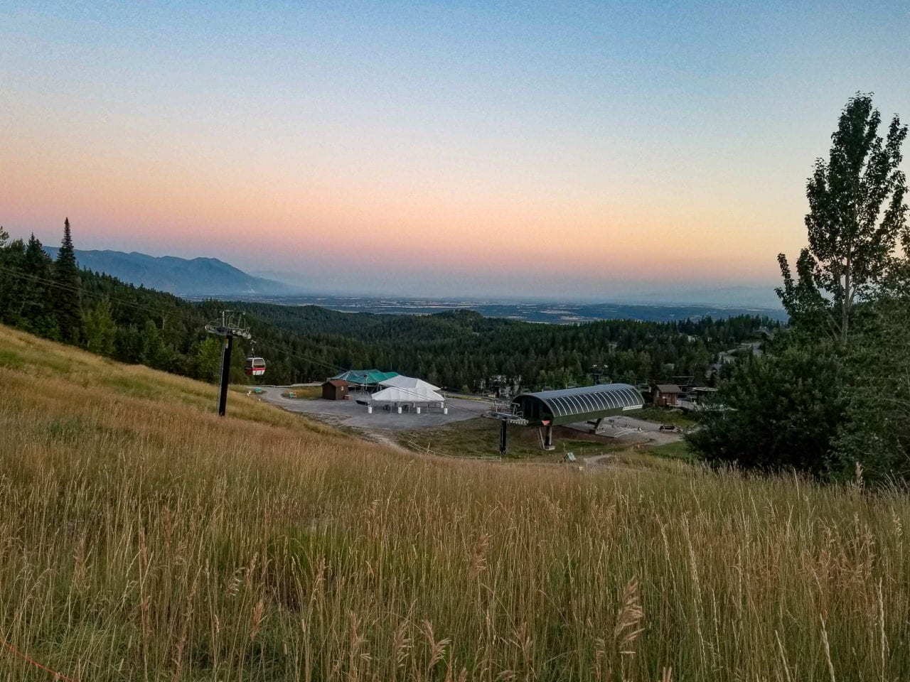 Whitefish Mountain Resort on a late summer sunset