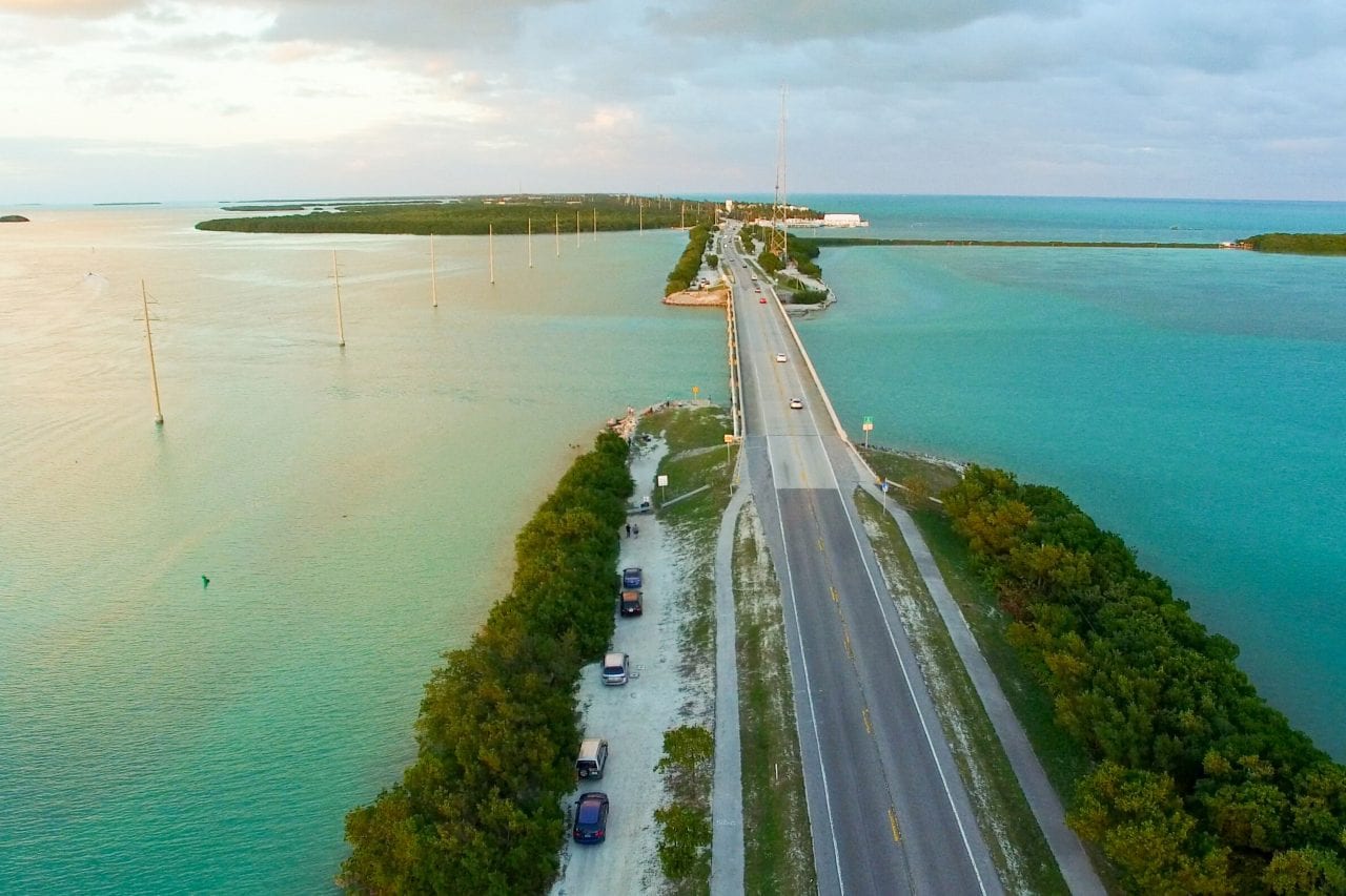 An aerial view of Boca Chica Pass, the highlight of the Stock Island Loop.