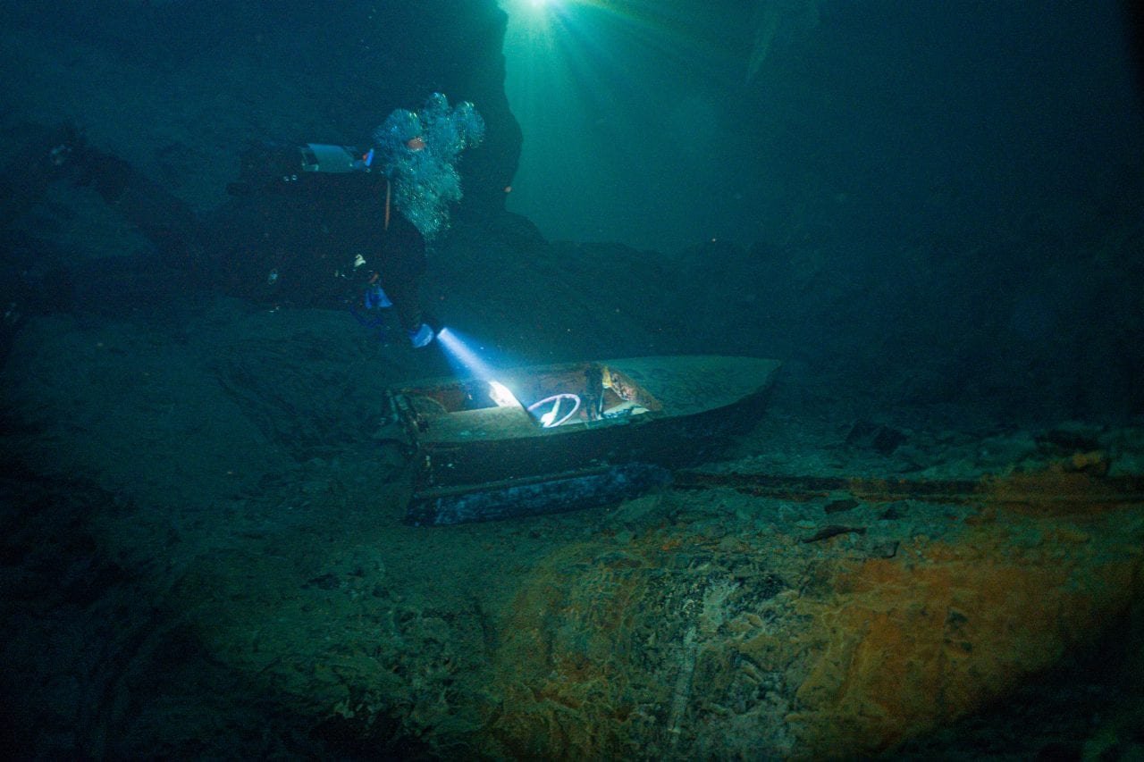 Sunken boat in the Bonne Terre Mine