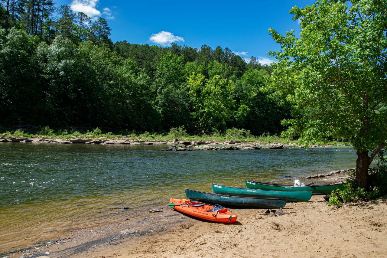 Canoes beach where we put into the Cahaba River