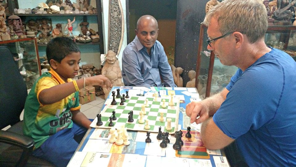Can you think of a more authentic experience than a chess Game in a Hikkaduwa gem shop?