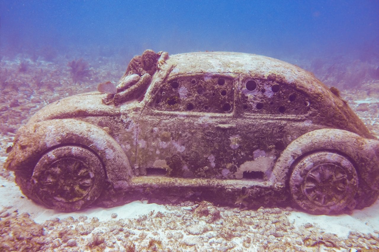 VW Bug sculpture at the Cancun Underwater Museum