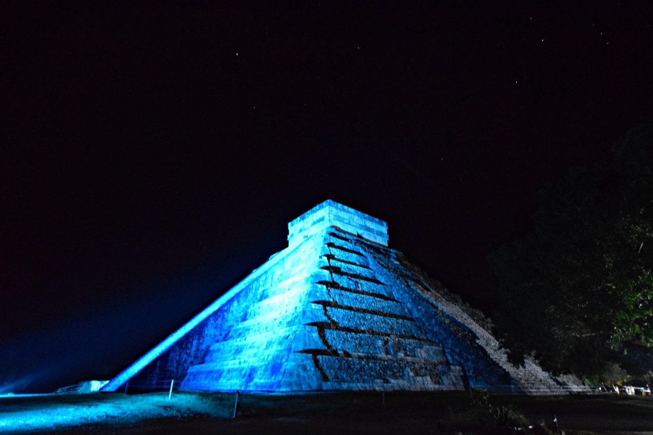 El Castillo at the Chichen Itza sound and light tour