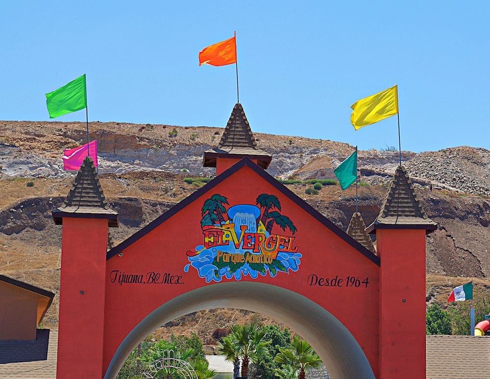 Front gates of Albercas el Vergel, Tijuana's premier water park