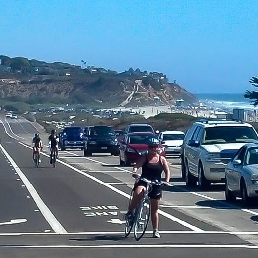 Jenn and her Trek bike on the Pacific Coast Highway