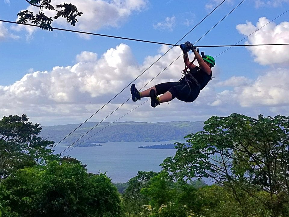 Jenn ziplining at Sky Aerial Adventures in Costa Rica