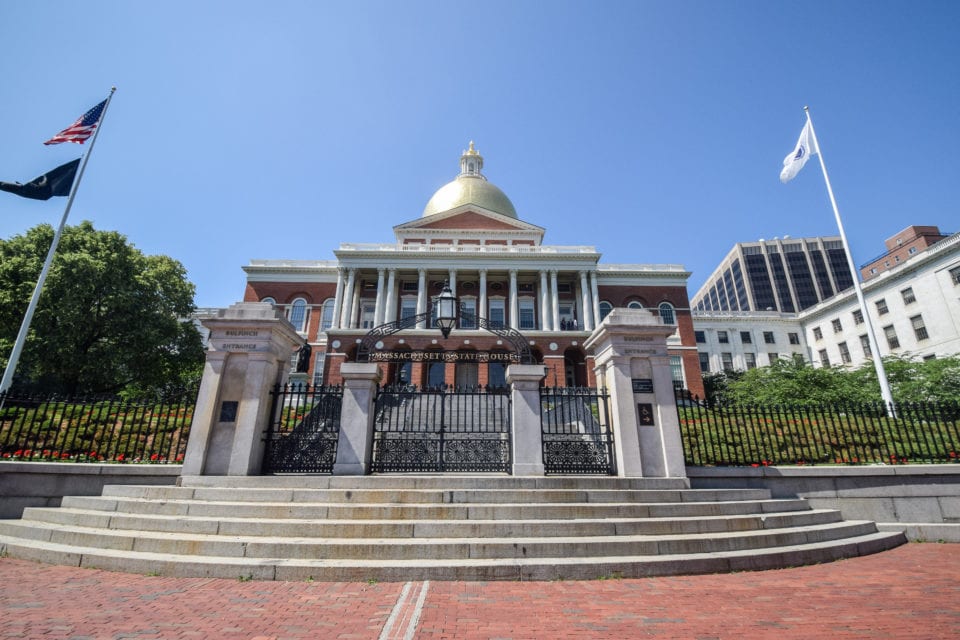 Massachusetts State House front steps