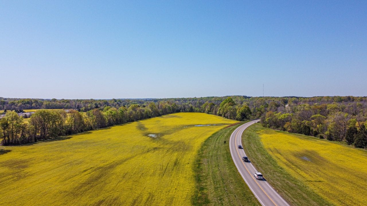 Drone shot of the Natchez Trace