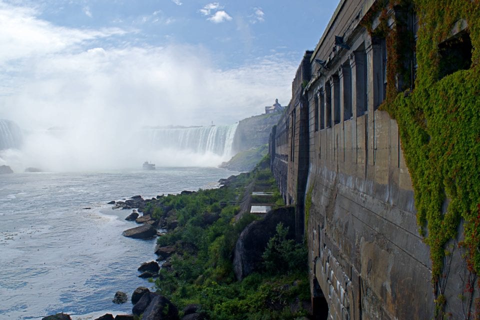 Niagara Falls- Horseshoe Falls and power plant - sci fi view