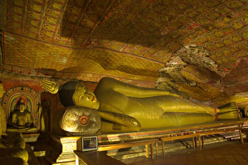 Reclining Buddha Inside Dambulla Cave Temple