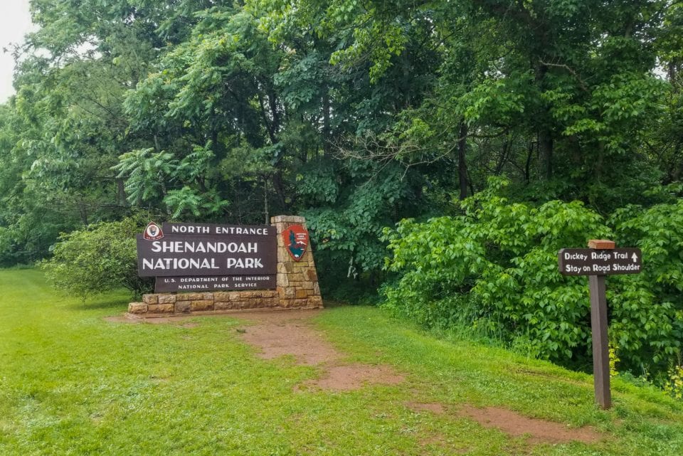Shenandoah National Park North Entrance Sign