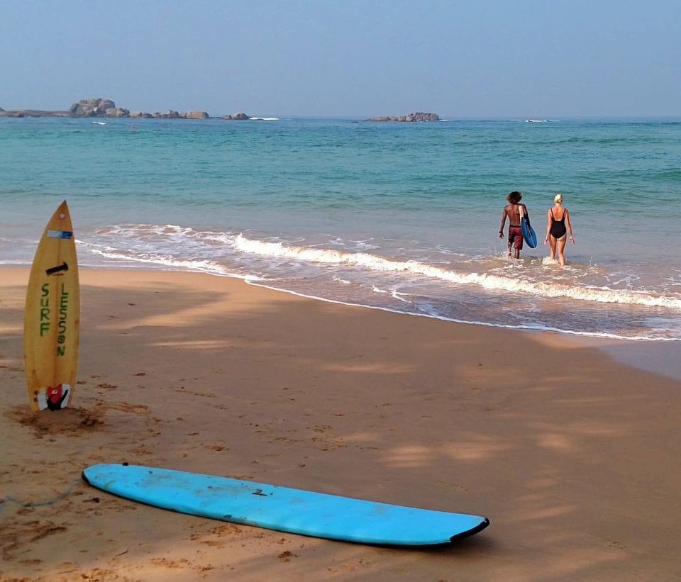 Surf Lessons in Hikkaduwa on extremely flat seas.