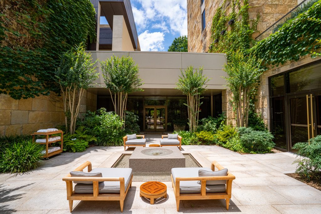 Umstead Hotel Raleigh North Carolina- garden and seating area
