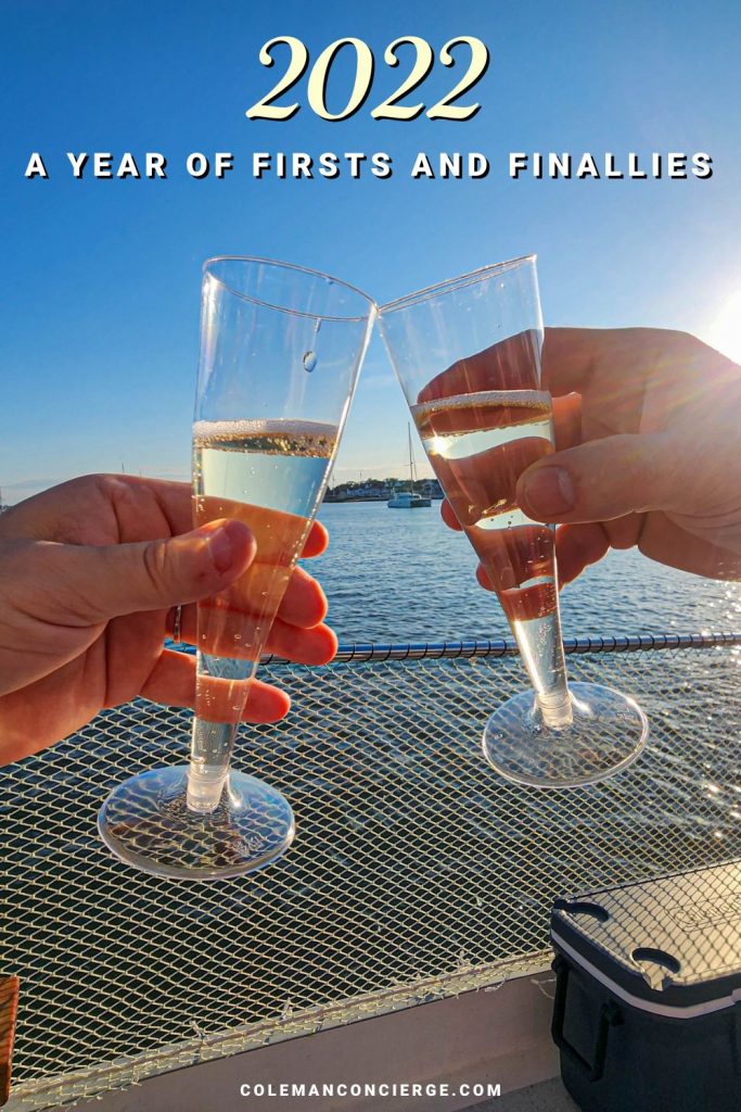 Champagne toast on boat