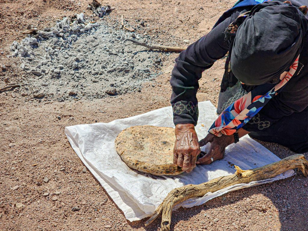 Feynan Ecolodge Bedouin Experience - making traditional 'Arbood' bread