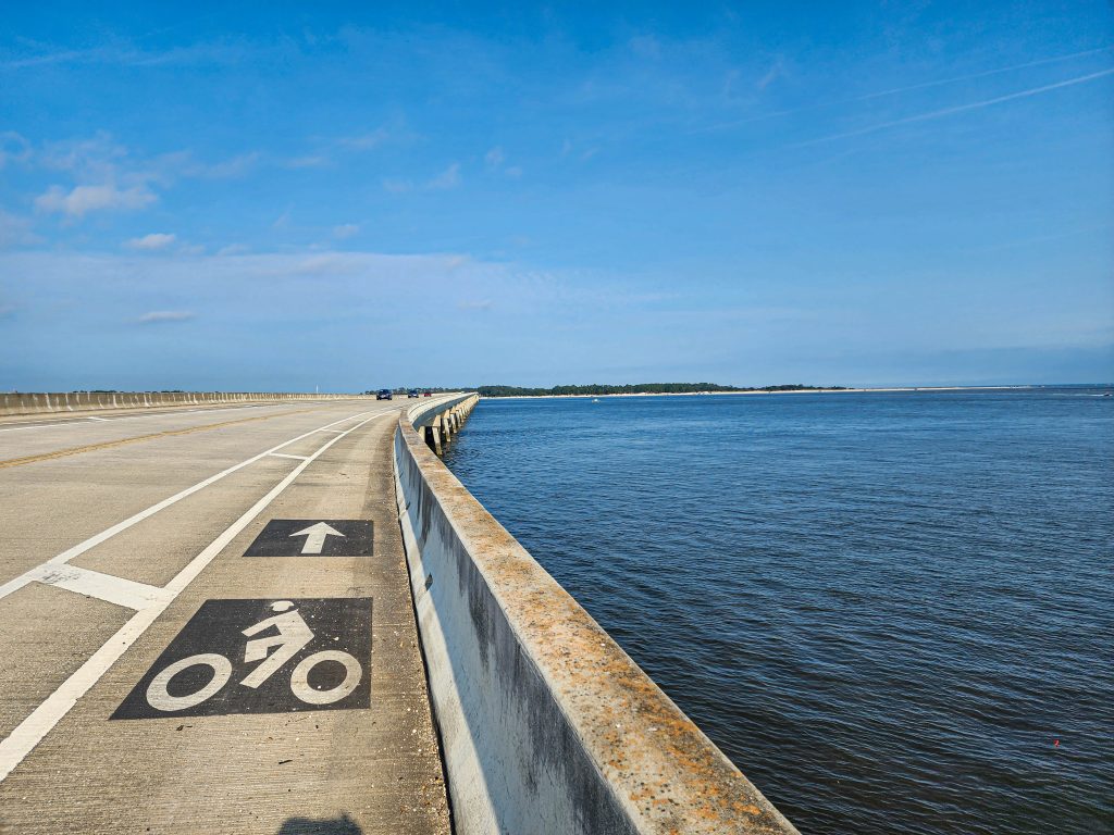 Bike lane on the Nassau River Bridge 