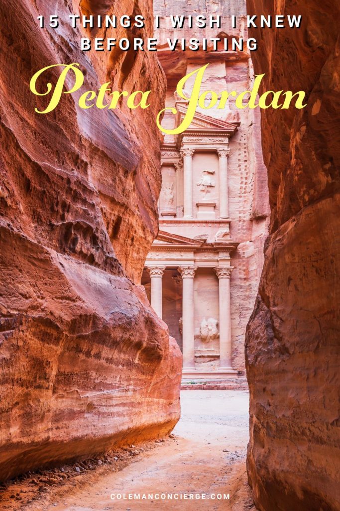 View of the treasury through the Siq Petra Jordan