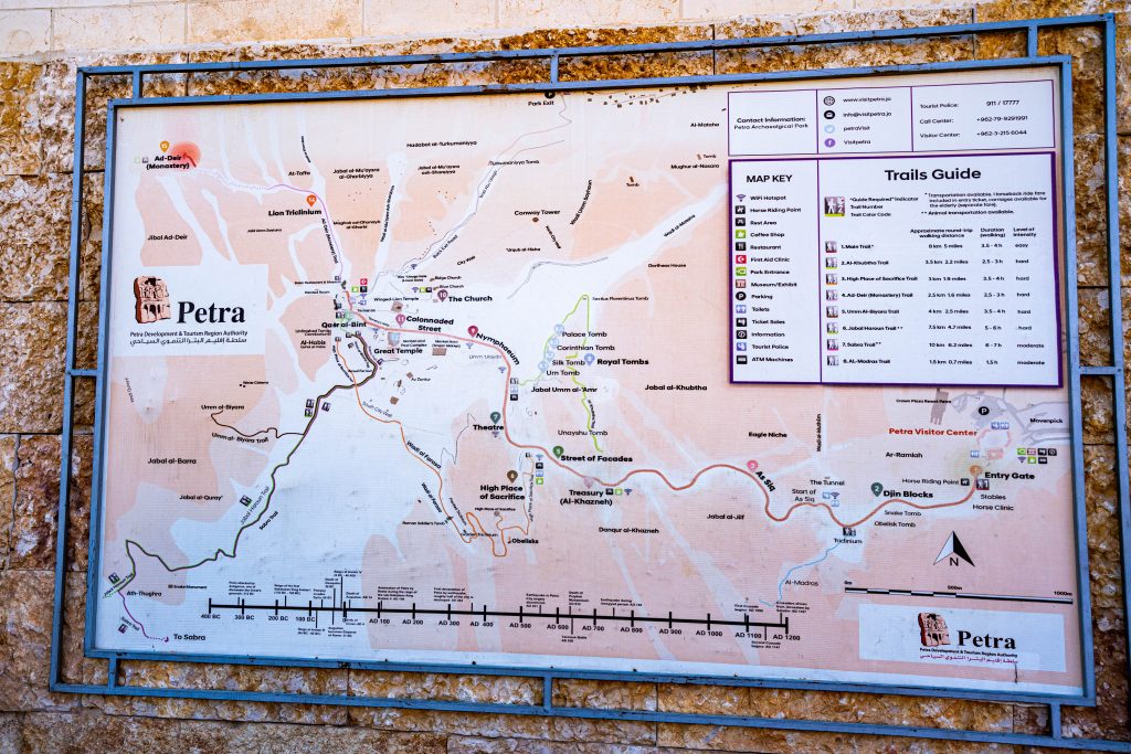 Petra map at the Visitor Center
