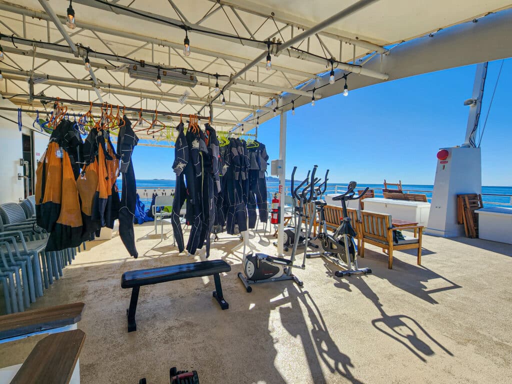 Uncruise Exercise equipment on the Sun Deck
