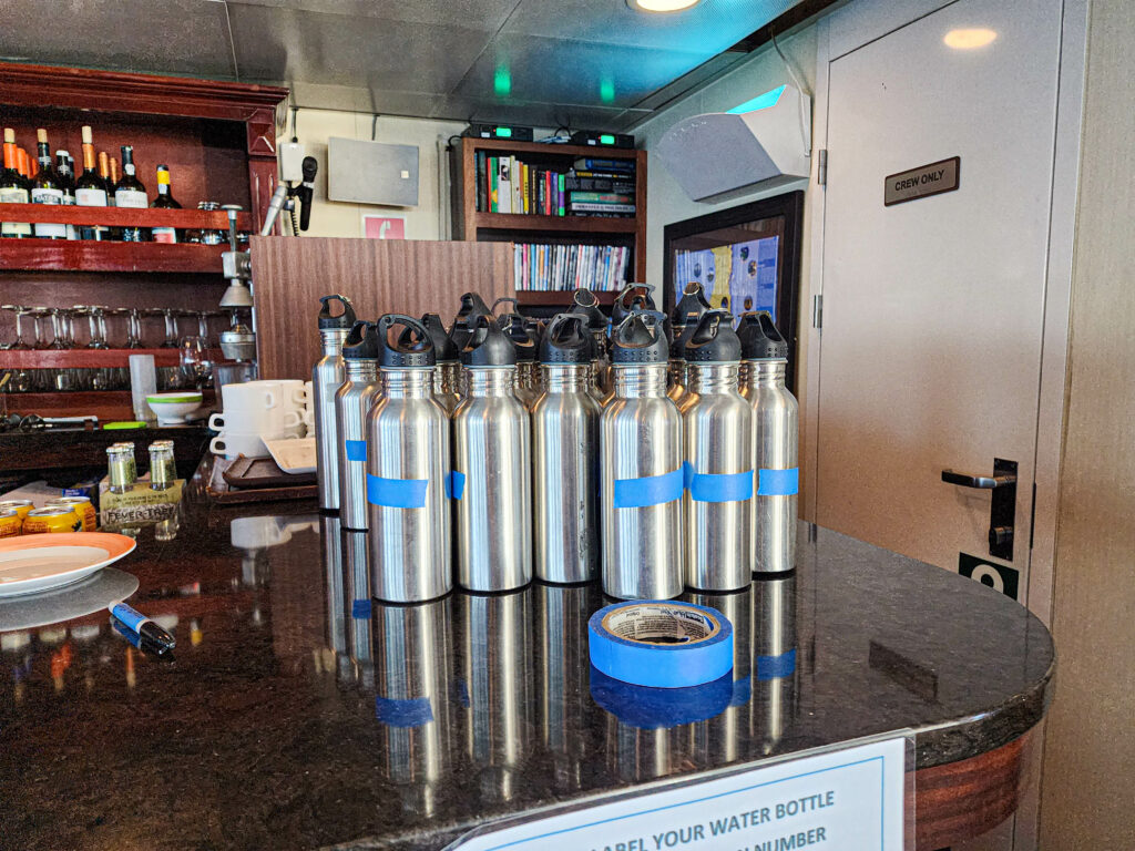 UnCruise's Safari Voyager reusable water bottles