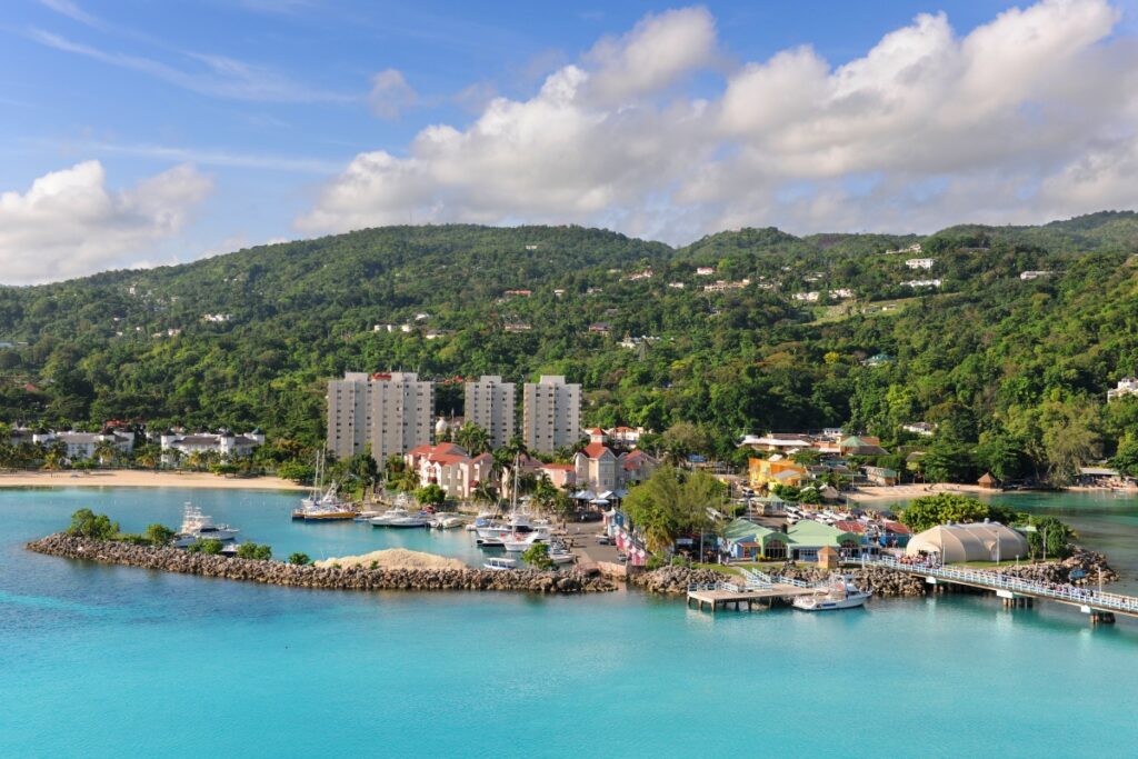 Aereal view of Ocho Rios, Jamaica in the Caribbean
