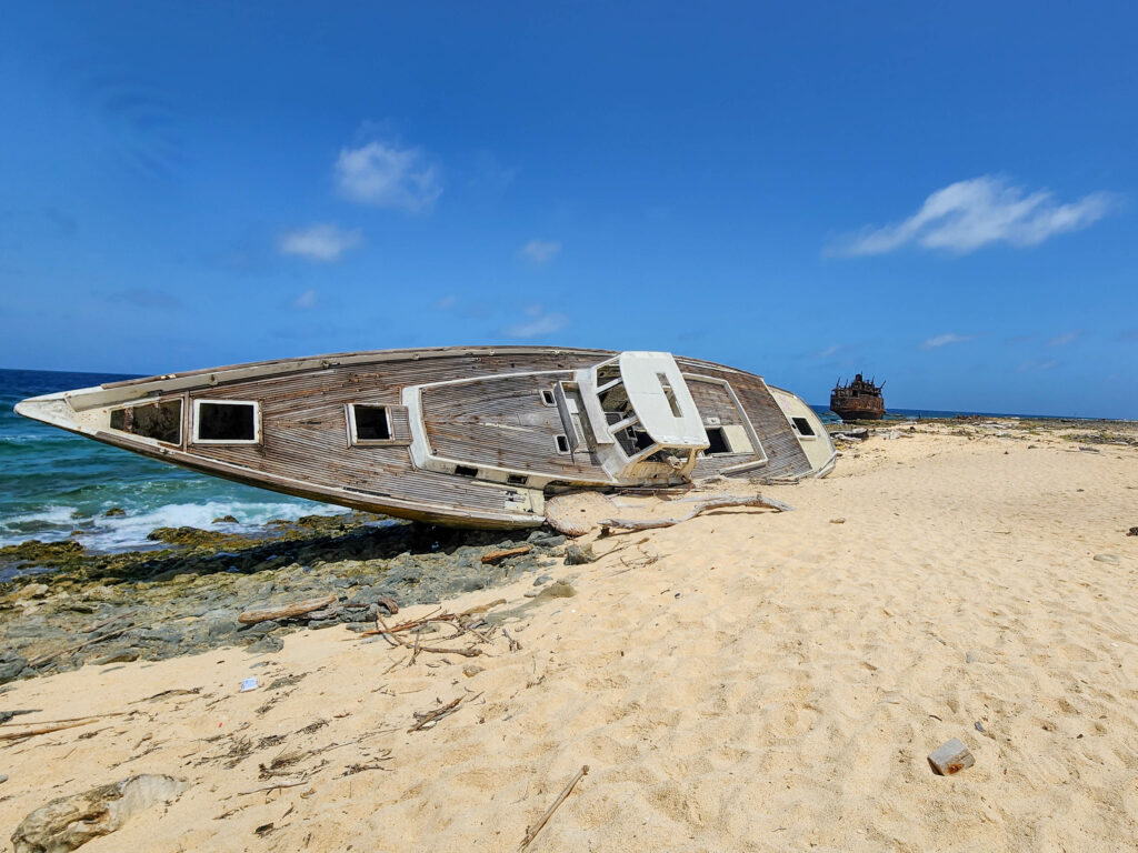 French sailing yacht, the Tschao wreck on Klein Curacao