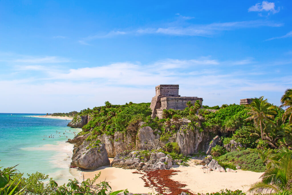Ruins of the Mayan fortress and temple near Tulum, Mexico