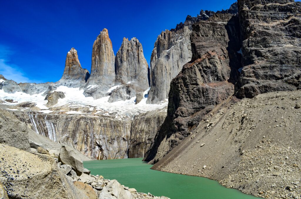 Views of the stunning landscapes in the Torres del Paine National Park, Patagonia, southern Chile