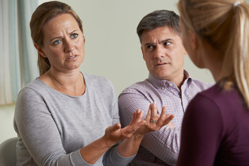 A couple discusses problems with a relationship counselor