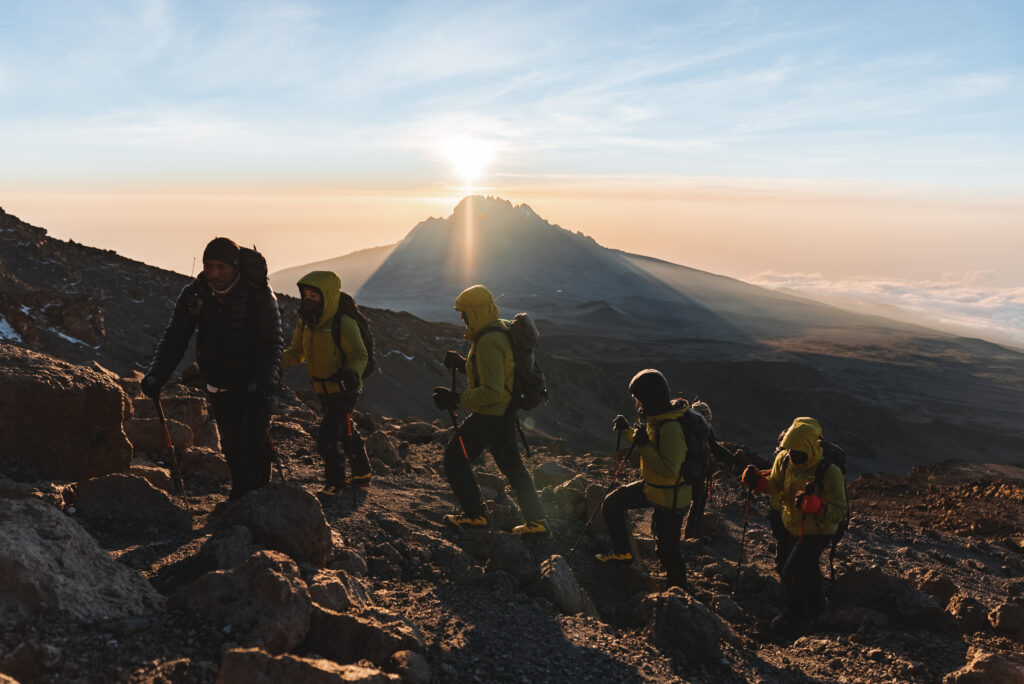 Sunrise hiking on Mt. Kilimanjaro
