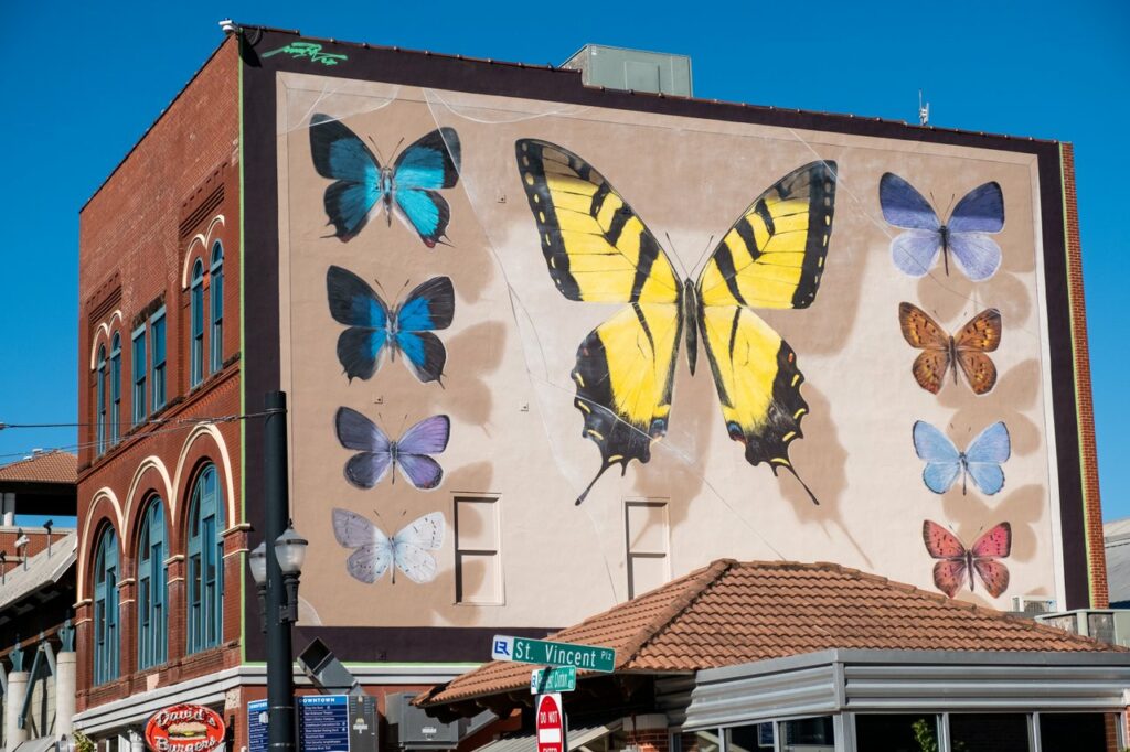 Butterfly Mural: Photo Credit Little Rock Convention & Visitors Bureau.